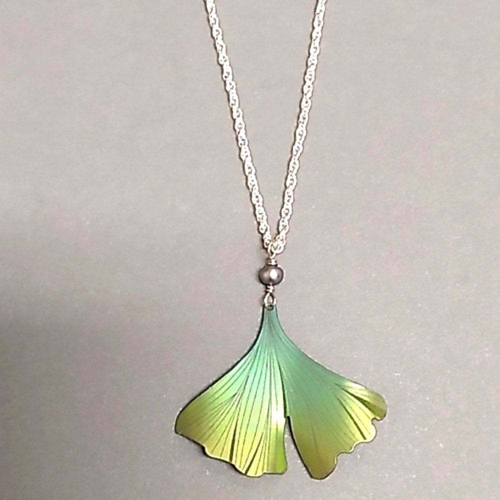 Silver and Niobium Gingko Leaf Necklace from Holly Yashi